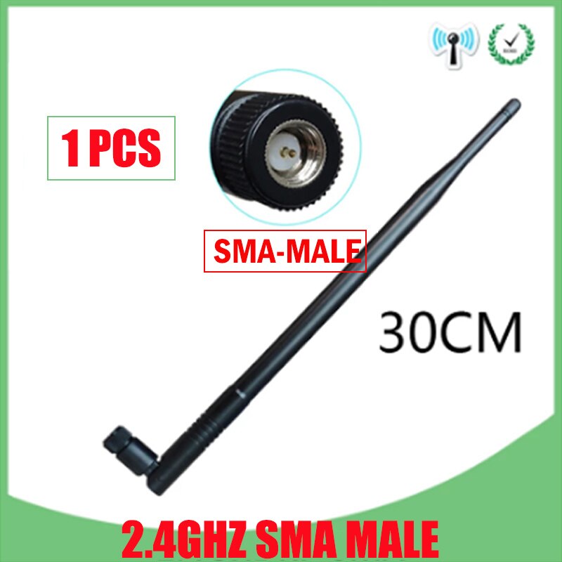 Antenne WiFi 2.4G 12dbi pbx 2.4GHz IOT RP-SMA, connecteur SMA mâle, routeur de réseau sans fil à Gain élevé pour intérieur et extérieur: 1PCS MALE