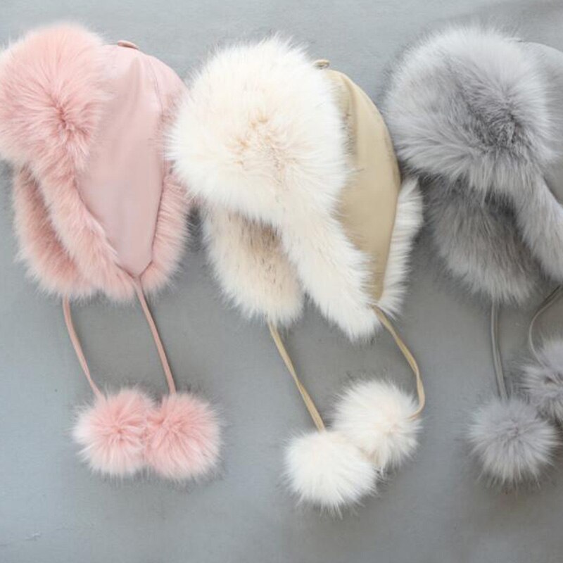 Kinderen Faux Fur Hoed Lederen Vos Bontmuts Lei Feng Thermische Sneeuw Cap Muts Beschermen Oren Hoed winter Hoed