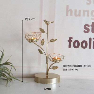 Nordic Wrought Iron Golden Bird Aroma Candle Holder Decoration Romantic Dining Table Decoration Candle Holder Small Decoration: D