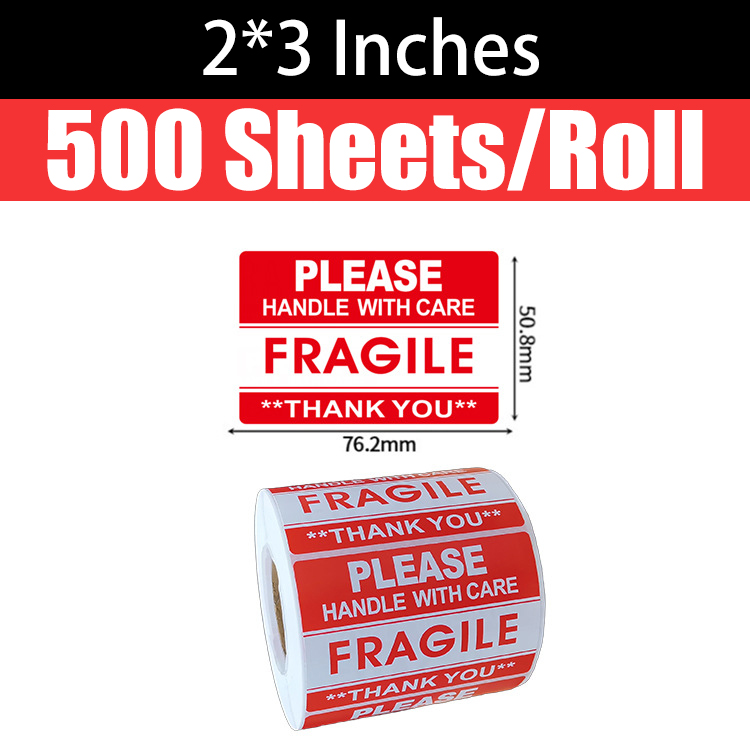 Étiquettes autocollantes anglais fragiles, 1000/500/250 pièces, articles à manipuler avec soin, avertissement, fournitures de bricolage: C 500PCS