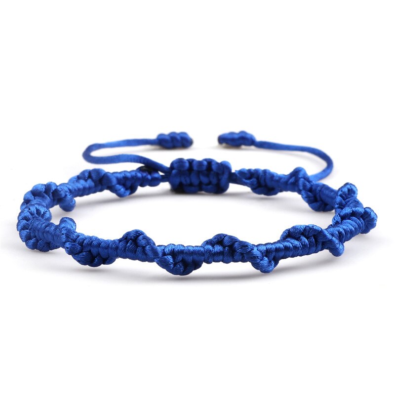 Pulsera sencilla de la amistad para hombre y mujer, brazalete de cuerda trenzada hecha a mano, con nudo rojo de la suerte, para parejas: Navy