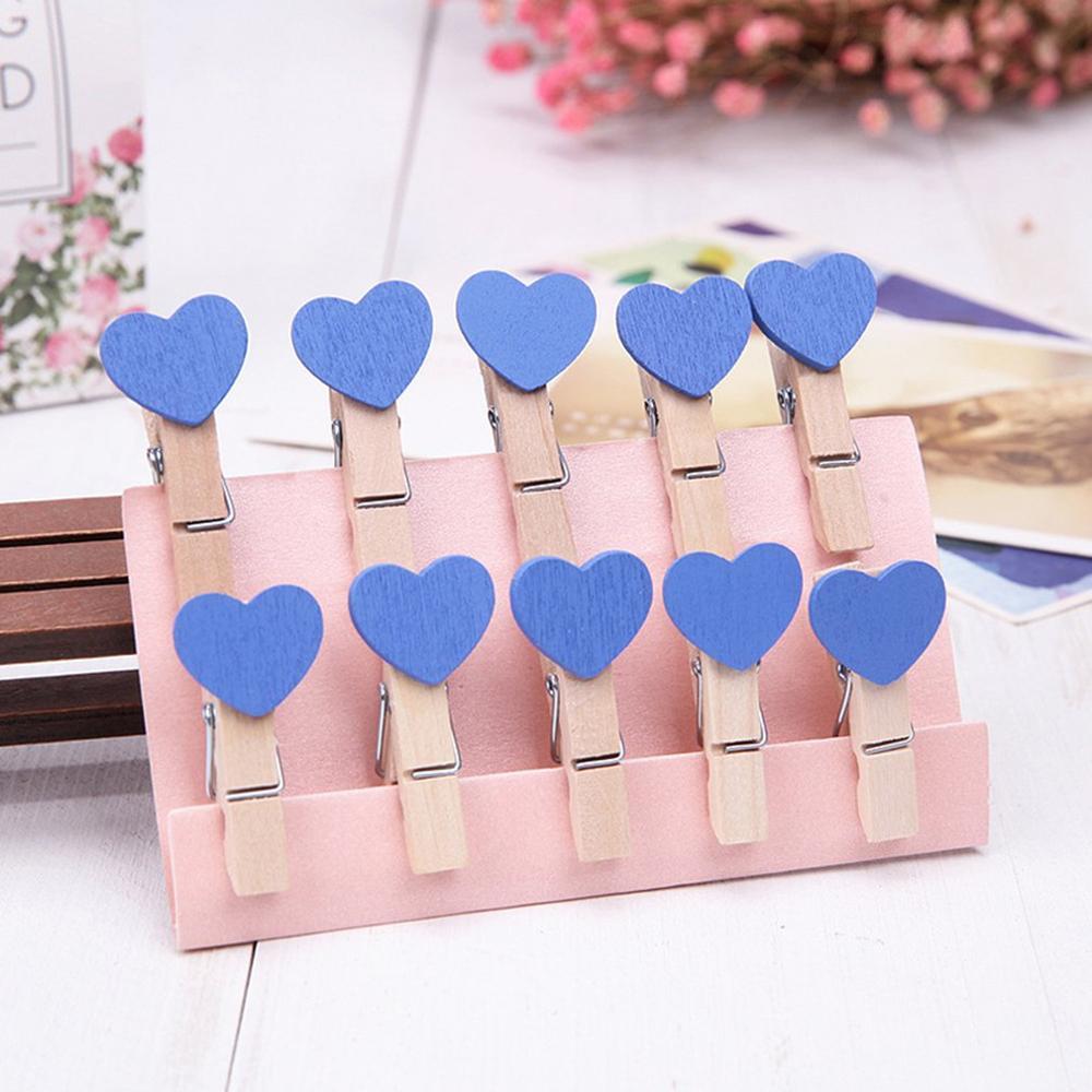10 Stuks Gekleurde Mini Hart Houten Kantoorbenodigdheden Craft Memo Clips Diy Kleding Papier Photo Peg Decoratie Met 2M Henneptouw