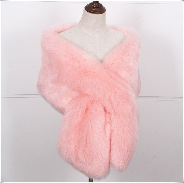 JaneVini Winter Braut Kap Hochzeit Mantel Faux Pelz Stola Weiß Rot Braut Capes Wraps Frauen Formale Kleid Schals Boleros Stolen: Rosa