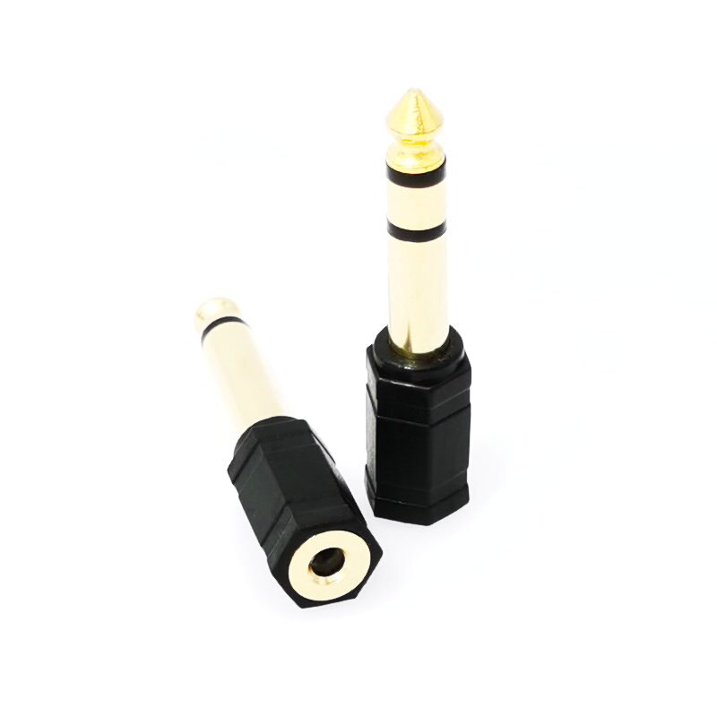 1/4 lydjack 6.35mm 3.5mm kontakter jack for hodetelefon mikrofon splitter omformer 6.3 3.5