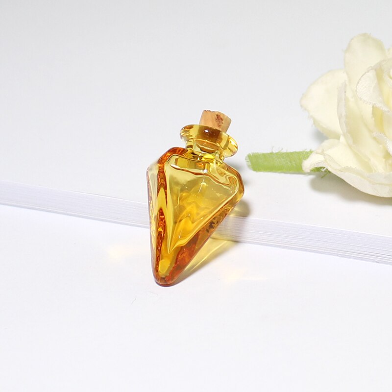 2PCS Klarglas flasche mit kork Kegel flasche anhänger Schnaps Flasche mit kork Glasflasche anhänger: Cone-Yellow