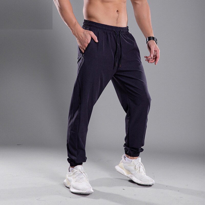 Men Jogging Pants GYM Training Pants Sportswear Sports Pants Men's Running Swearing Jogging Sport Pants With Zipper Pockets 2: M(160-165cm) / black