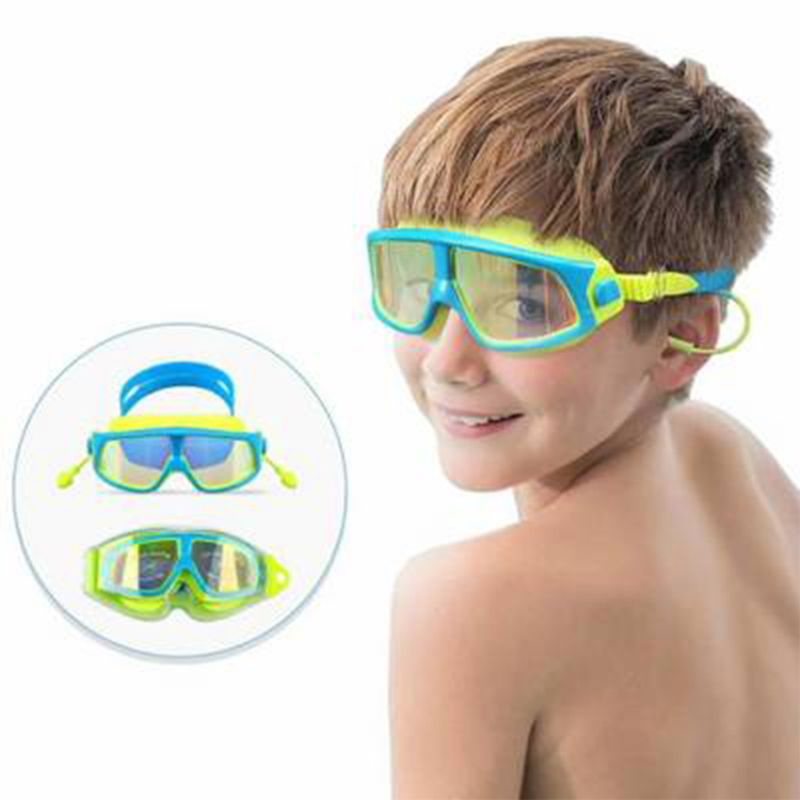 Børns store ramme vandtætte galvaniserede svømmebriller phantom junior med uv-beskyttelse og anti-tåge dele