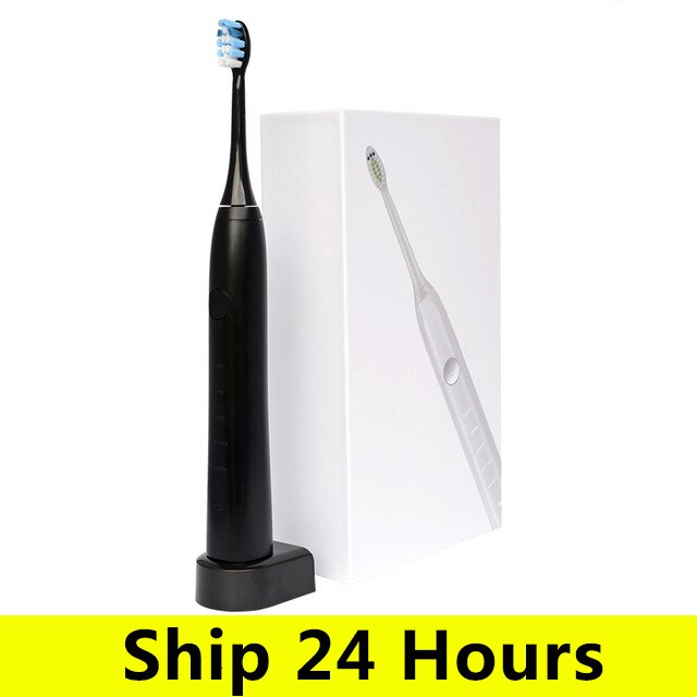 Ultralyds sonisk elektrisk tandbørste 5 tilstande genopladelig tandbørste ipx 7 vandtæt dental hjemmebørste sonisk elektrisk: Sort
