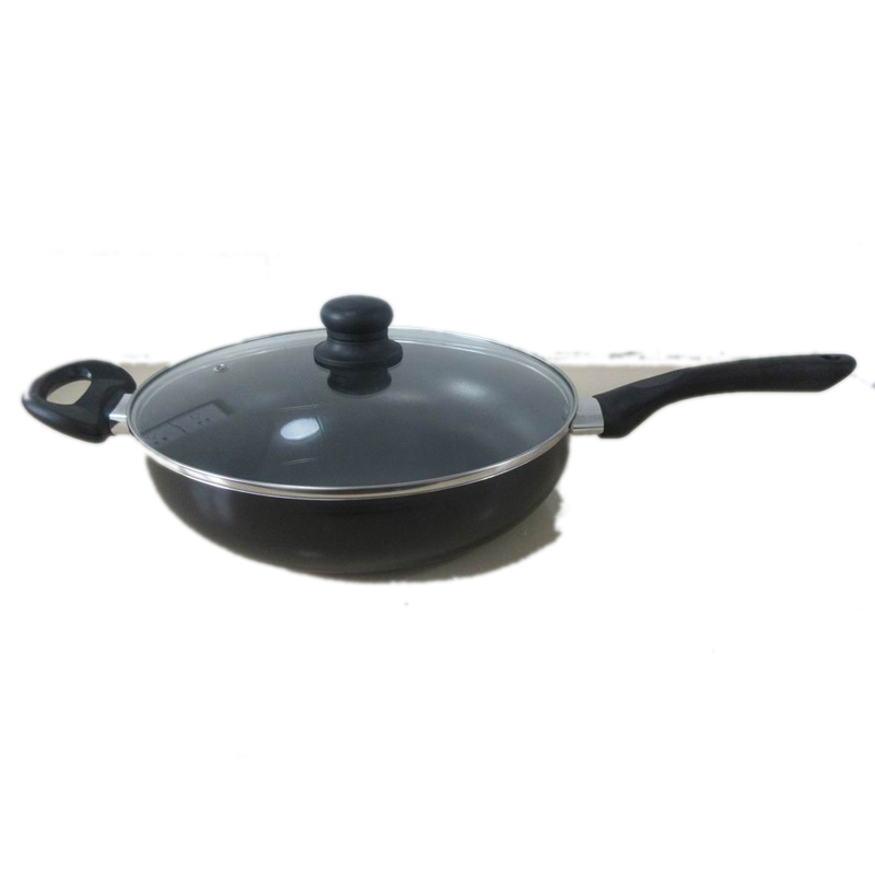 28cm pan deep wok Aluminum FULL INDUCTION BOTTOM Non-stick layer Frying Pan Flat bottom Aluminum Wok with Lid