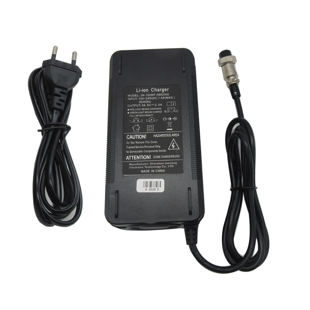 Chargeur de batterie au Lithium 58.8V 2a pour vélo et trottinette électrique, adaptateur pour batterie Li-ion 51.8V 52V 14S, GX16 XLRM avec ventilateur
