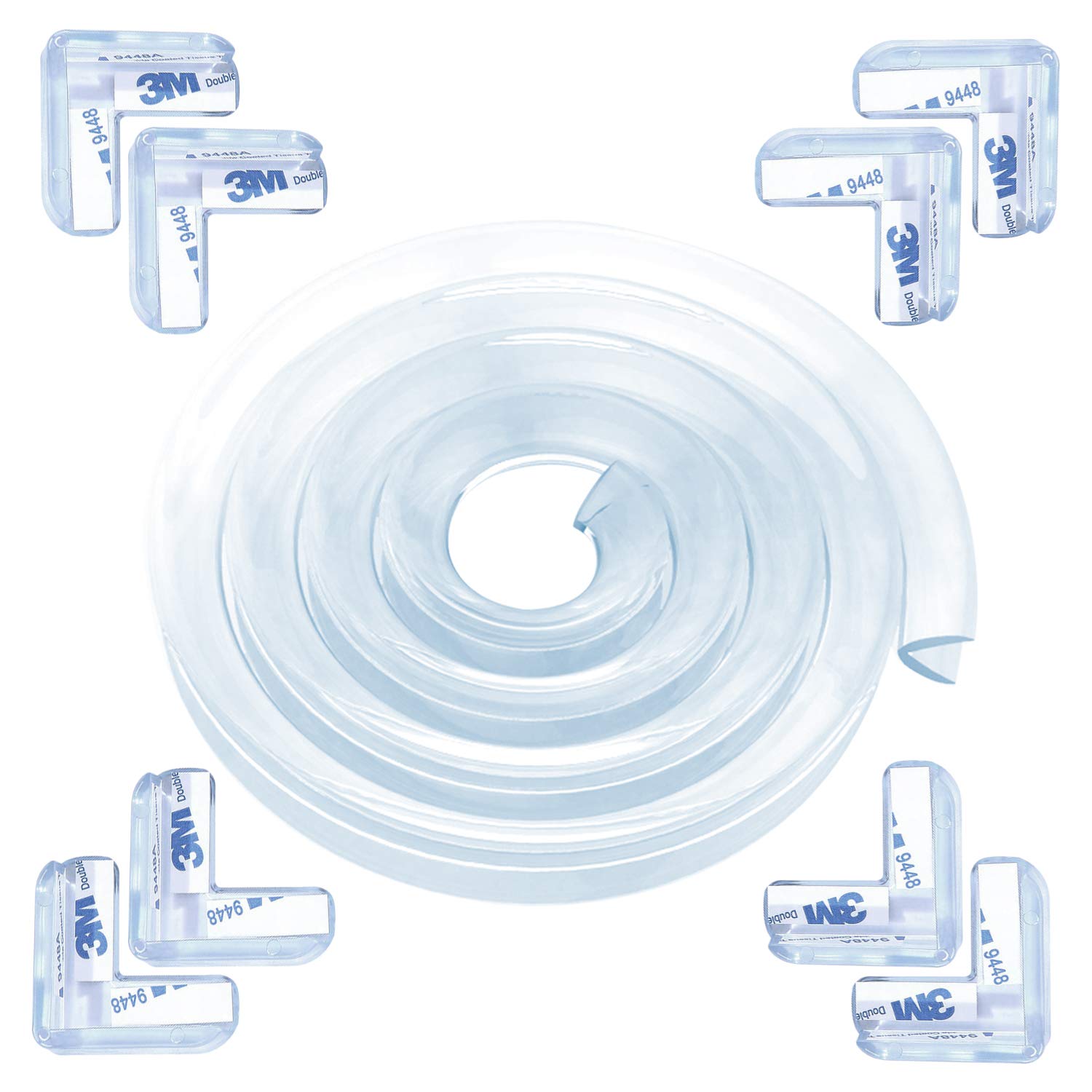 Protector de esquinas de 4M y 6M para Borde de esquina, protectores transparentes para muebles para niños pequeños, tira de parachoques de silicona suave, seguridad para niños: 6M and 8corners