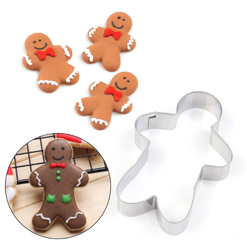 3pcs Gingerbread Man Boy Girl Fondant Pastry Baking Biscuit Cookie Cutter Set Stainless Steel