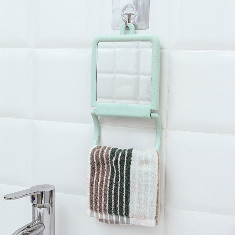 2Pcs Anti-Fog Wall-Mounted Shower Mirror Bathroom with Storage Hook Bracket Easy to Use