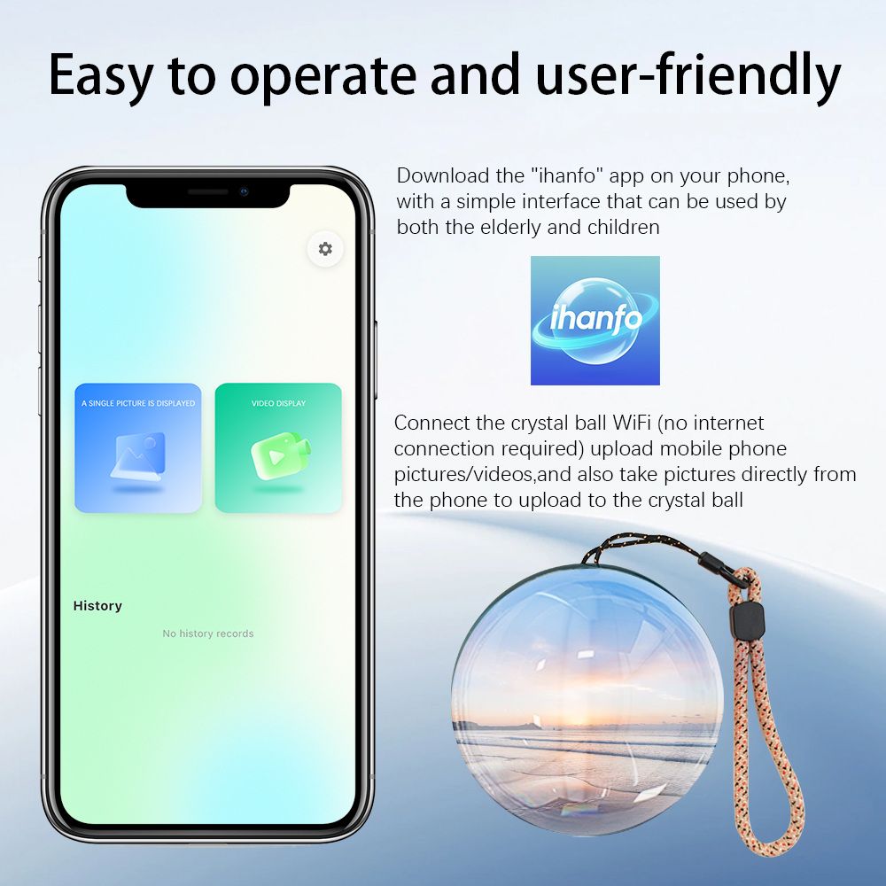 KEPIFO 3D Kristallen Bol Digitale Video Fotoalbum DIY Video Display Glazen Bol Kristallen Bol met Elektronisch Scherm Halloween Cadeau