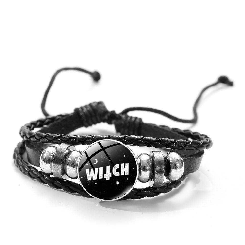 SIAN Black We Are The Weirdos Bracelets Witch Ouija We are the Weirdo Multilayer Leather Bracelet Glass Dome Goth Punk jewelry: Style 9