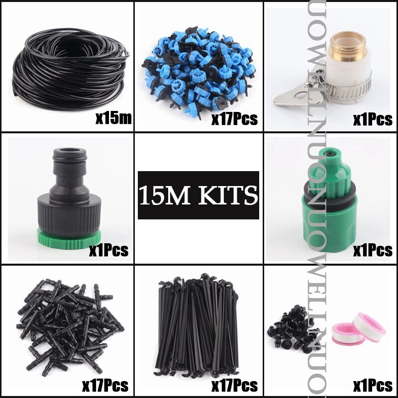 5~50M Garden Watering Kits 2L Flow Micro Irrigation Dripper Plant Self Watering DIY Fruit Tree Irrigation System: 15m kits