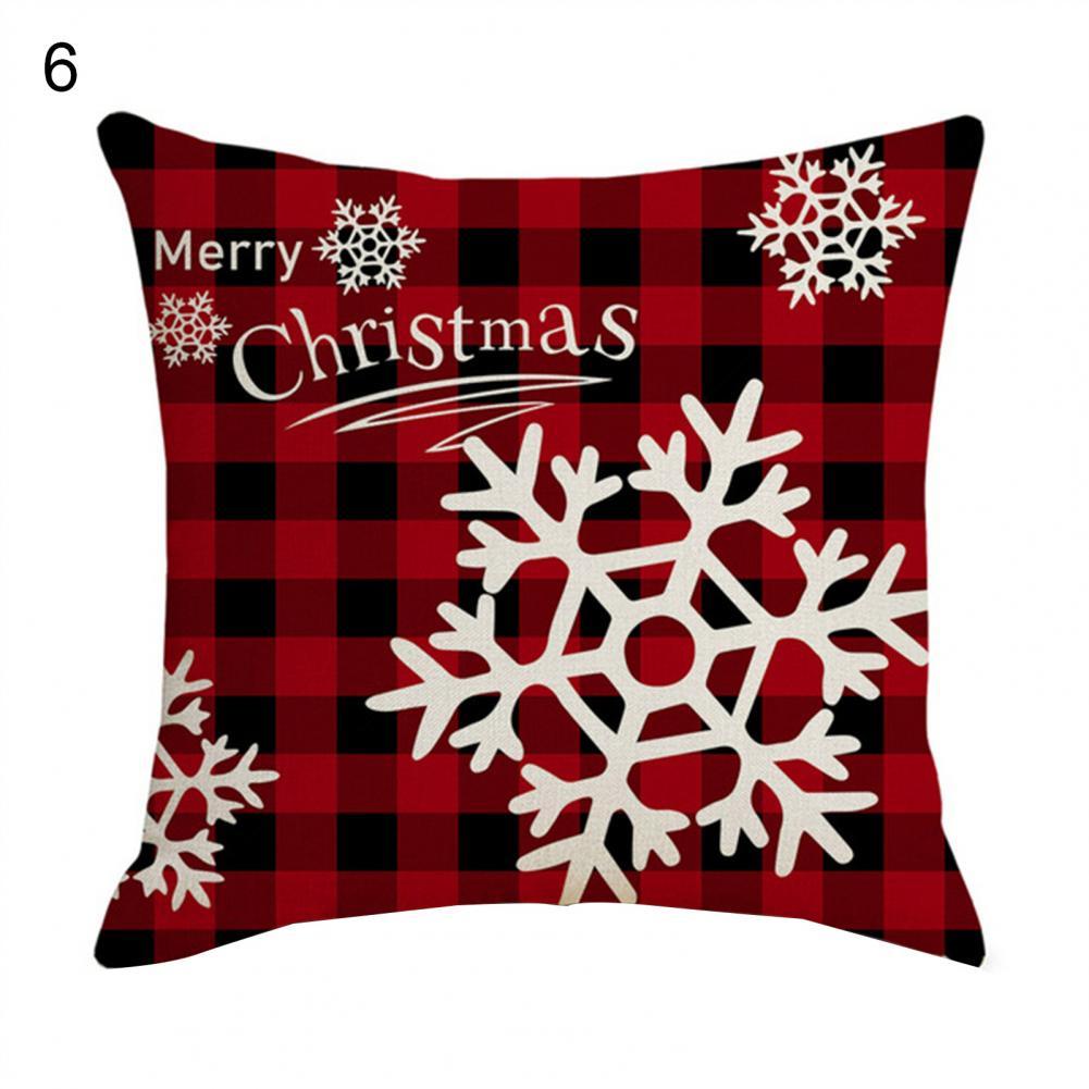 2022 Gelukkig Nieuwjaar Vrolijke Kerstversiering Linnen Kussenhoes Buffalo Rooster-Plaid Kussensloop Rendier Sokken Kussensloop: 6