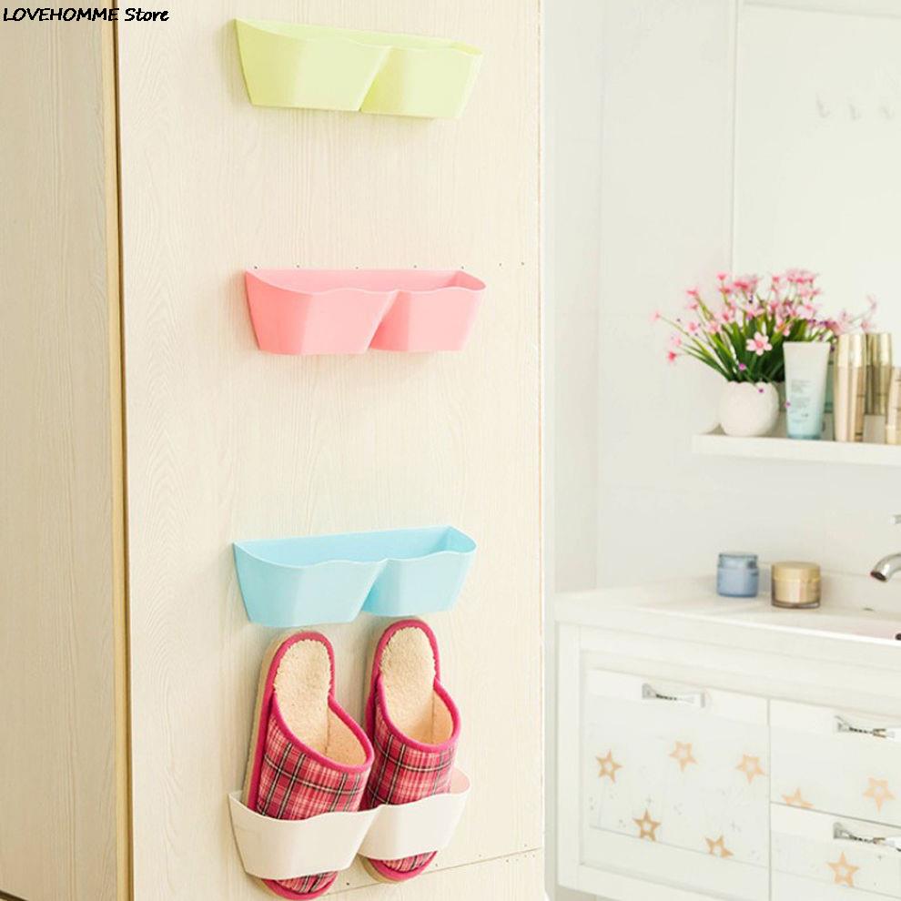 1pc Living Room Bathroom Multipurpose Wall-mounted Storage Shelf Shoe Rack Vertical Storage Rack Storage Holder Wall shelf