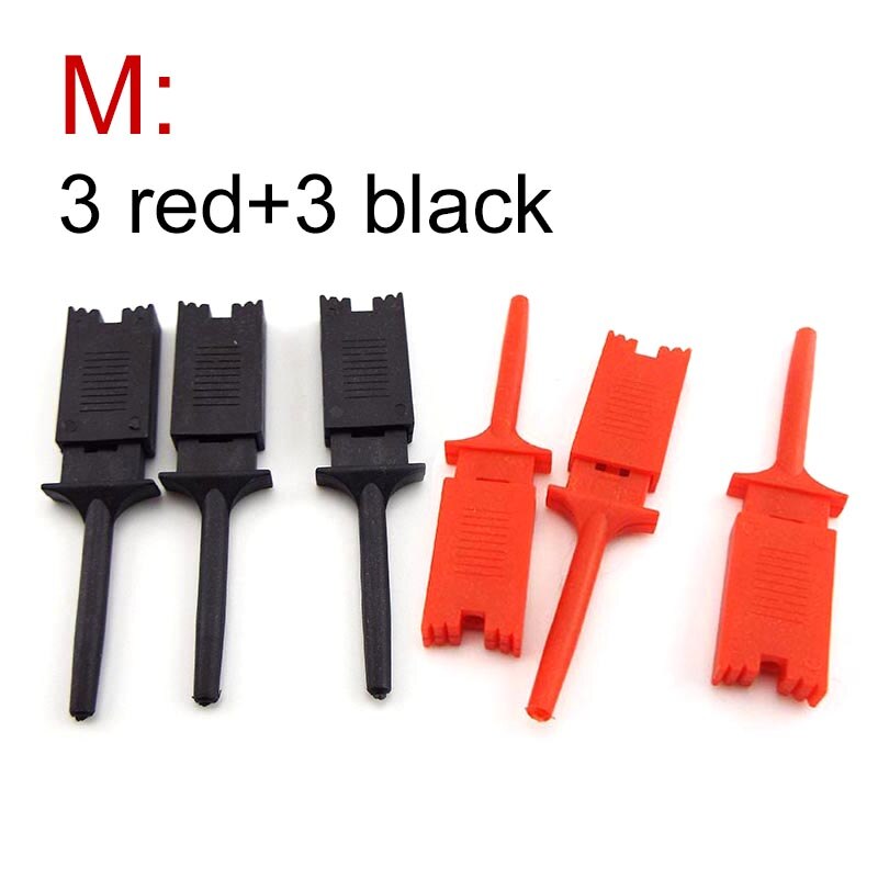 3 Size Test Hook Clip Probe Round flat Electronic Testing Hooks for Logic Analyzers Crocodile Clip Electric Connection: M 3red 3black
