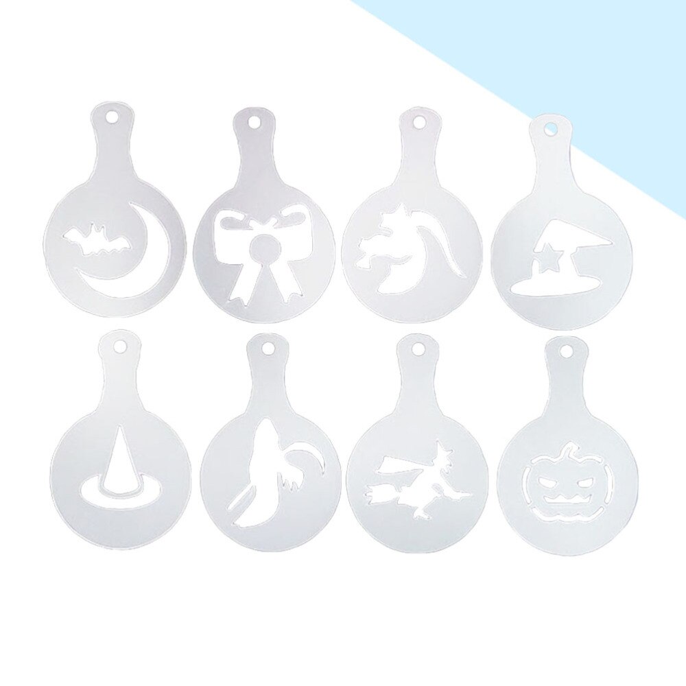 8pcs Coffee Stencil Reusable Coffee Templates Coffee Stencils for Mousse Cut Cake Coffee