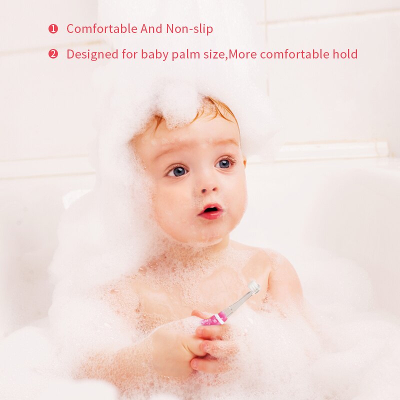 Seago Kinderen Elektrische Tandenborstel 0-3 Jaar Oude Kinderen Kleurrijke Flash Led Licht Sonic Tanden 4 Stuks Vervanging Tand opzetborstels