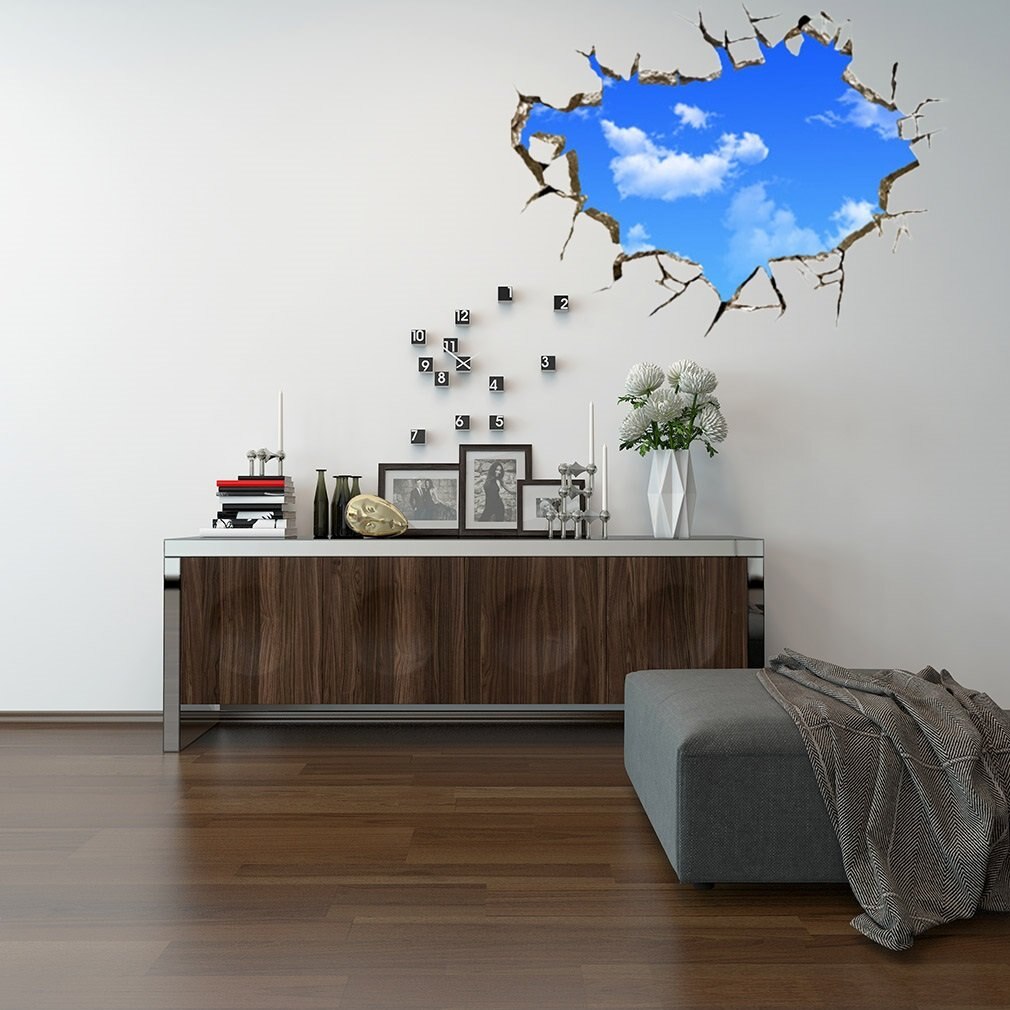 Creatieve Blauwe Hemel 3D Stereo Plafond Woonkamer Slaapkamer Muur Sticker