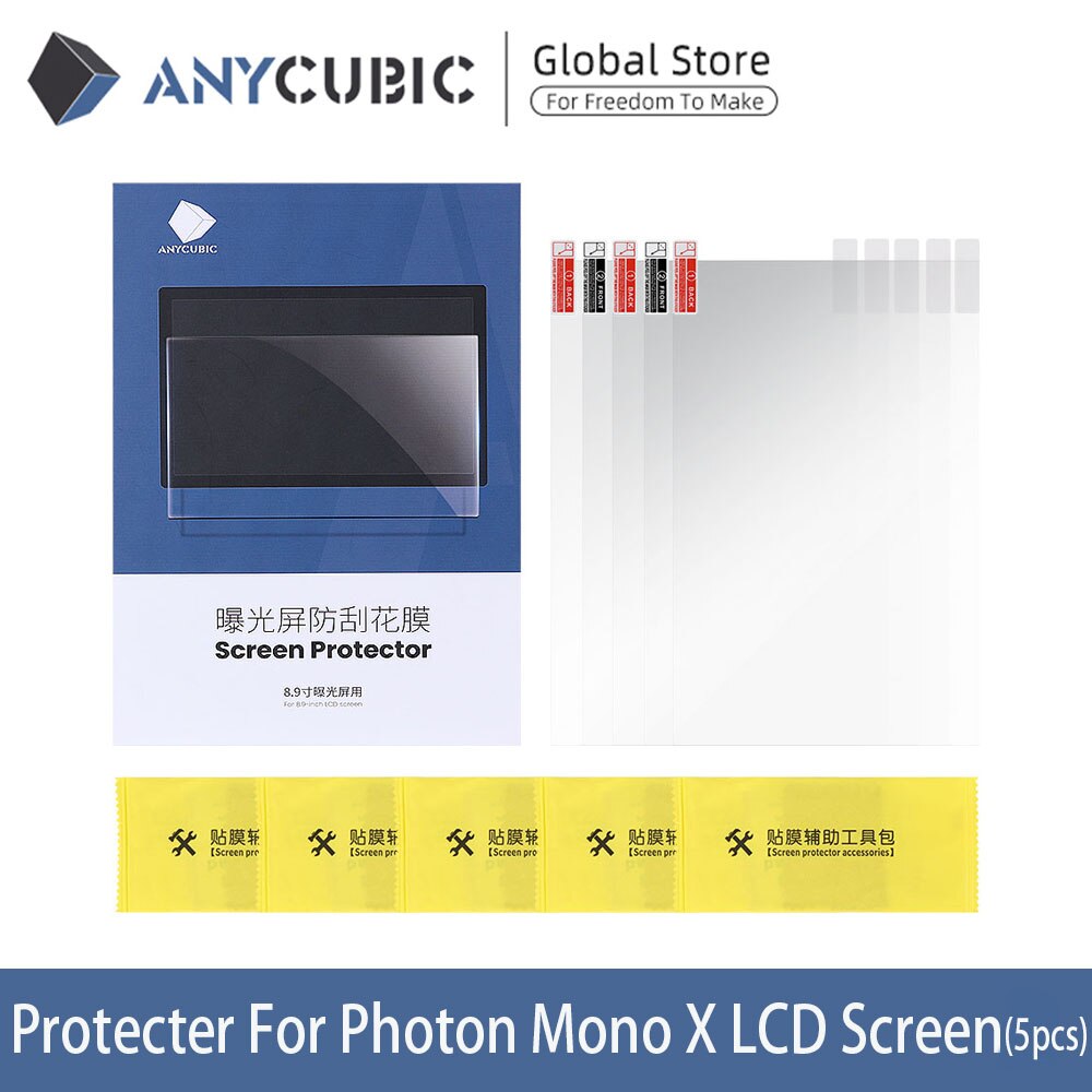 Anycubic 3D Printer Onderdelen Screen Protector Set Voor Photon M3(Plus) mono 4K Mono X 6K(4K) 6.23, 7.6, 8.9, 9.25 Inch 5 Stks/partij: for Photon Mono X