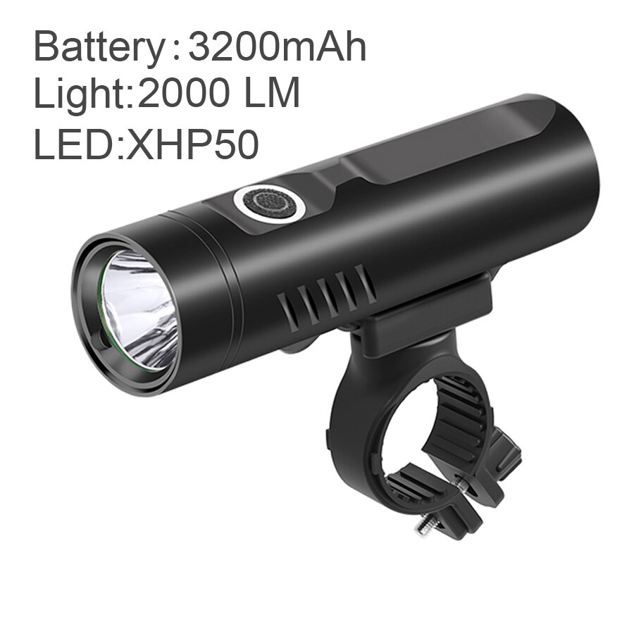 NEWBOLER-linterna de 2400 lúmenes para bicicleta, luces LED USB para bicicleta, linterna de aluminio para MTB, faro delantero, accesorios para bicicleta: P50 3200mAh