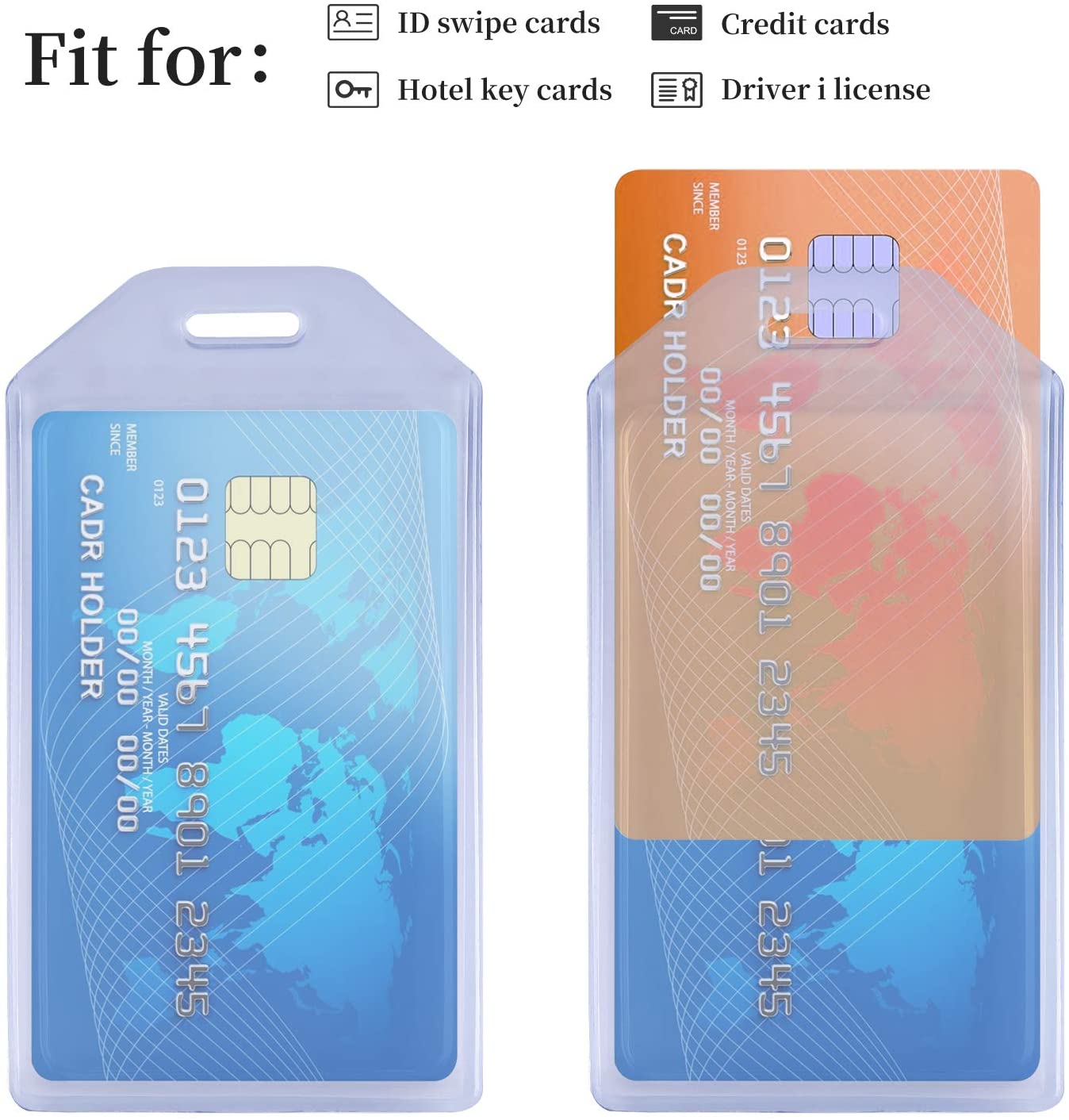 Heavy Duty ID Card Badge Holder, Hard Plastic Vertical Silicone Soft Clear PVC Card Holder Name Tag Holder 57x102mm