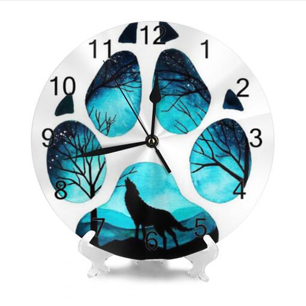 Wolf Animal 10inch Big Round Wall Clock Numeral Digital Dial Mute No Ticking Sound Battery Operated Clocks Home Decoration: SZA2033