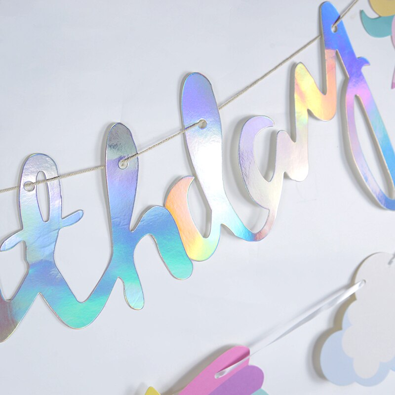 Guirnalda de papel con de unicornio para de cumpleaños, banderines con temática de cumpleaños para niños, decoración para de cumpleaños, 1er Baby Shower, bandera colgante