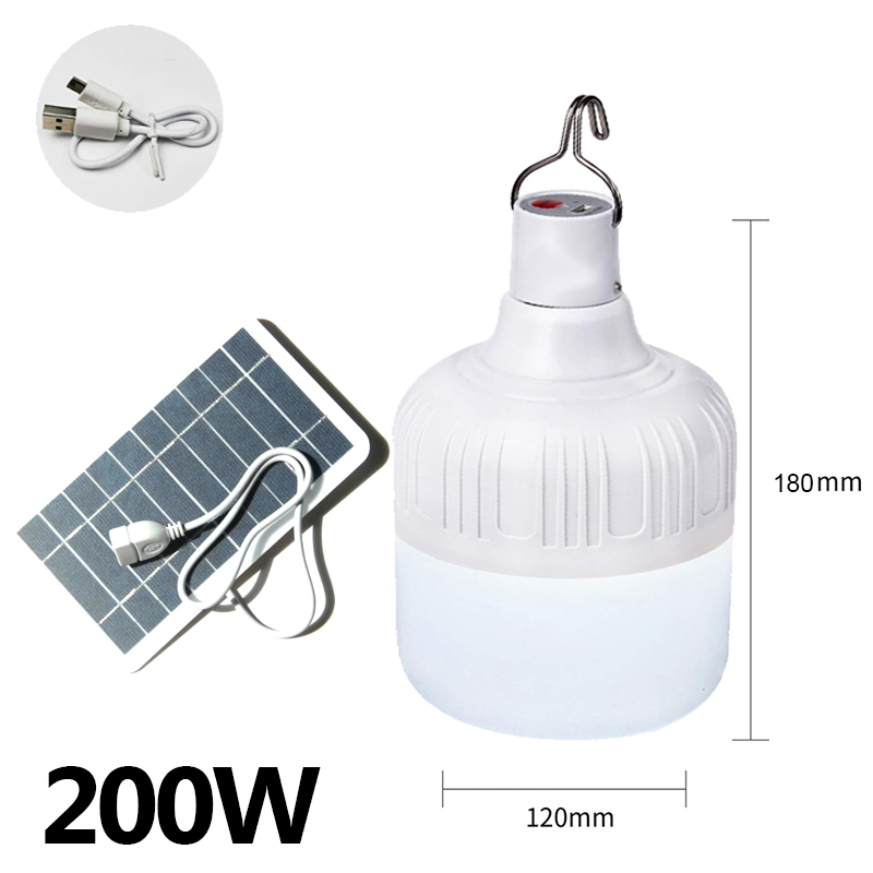 LED draagbare verlichting met zonnepaneel Outdoor USB oplaadbare noodlantaarns hangende camping spaarlamp tent tuin: Zonnig Geel