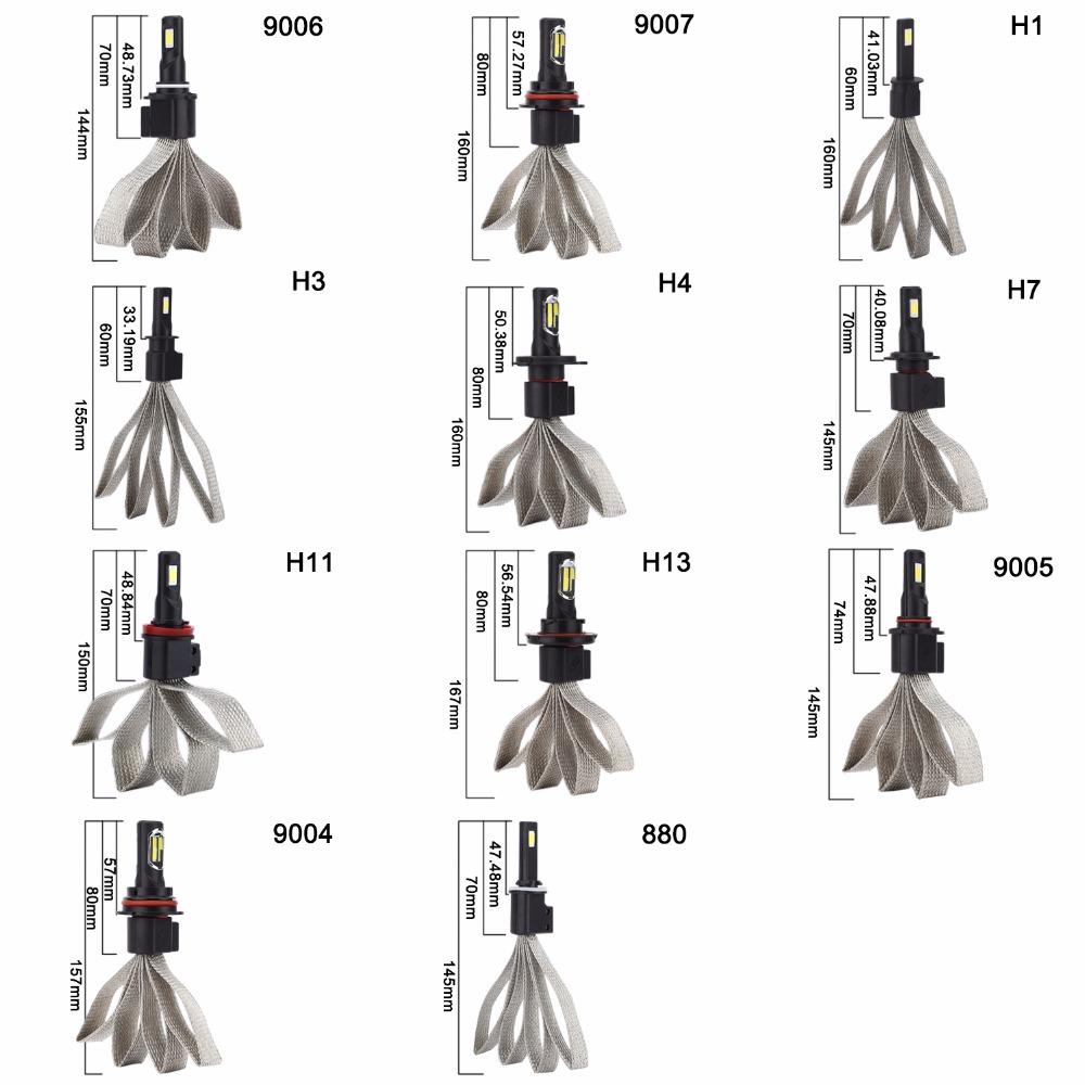 2 stücke Super Helle H4 H7 LED Auto Scheinwerfer H1 H3 H8 H9 H11 9005 HB2 LED-leuchten Birne Auto LED Lampe Auto Styling 12V 8000lm CE