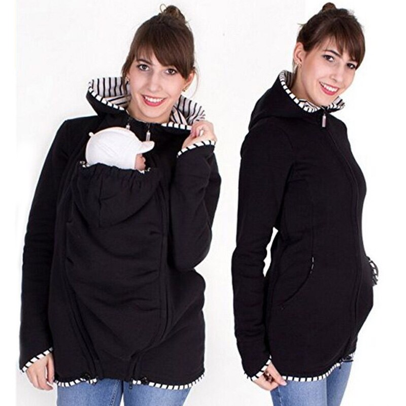 Keelorn manteaux de maternité veste d'hiver pour femmes enceintes vêtements de plein air à manches longues solide apporter enfants tenues vêtements vestes: AZ1879-Black / M
