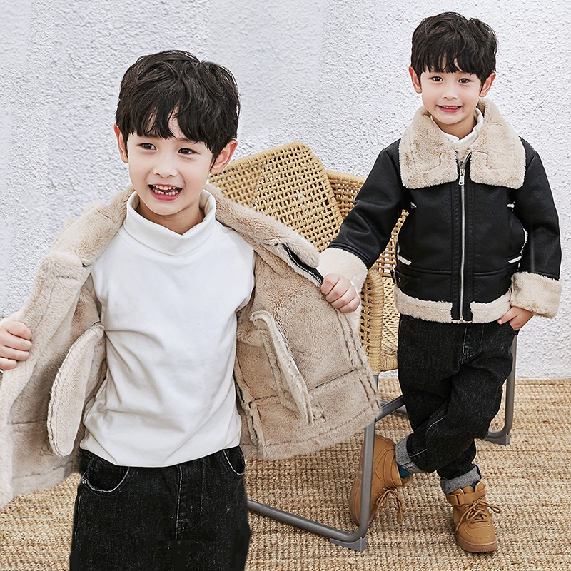 Jongen Jassen Lederen Winter Fleece Kids Jassen Kinderen Bovenkleding Herfst Winter 9BBT051