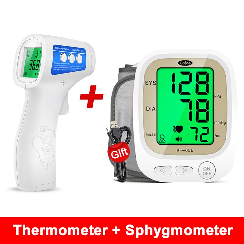 Cofoe pandetermometer & blodtryksmåler overarm automatisk blodtryksmåler berøringsfrit infrarødt kropstermometer: Default Title