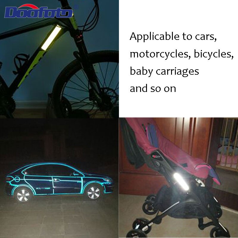 Dooofoto reflekterende strip klistermærke cykel reflektor bil cinta reflekterende udvendigt dekoration tilbehør advarselssikkerhedsfilm