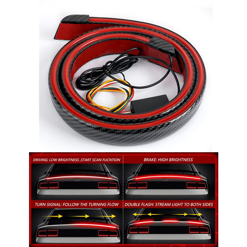 120CM 12V Led Tail Spoiler Light Universal Car Turn Signal Driving Brake Flash Trunk Lip Racing Tail Lamp Carbon Fiber RGB: Other