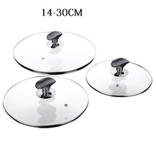 14-30CM Universal cubierta de utensilios de cocina tapa de vidrio templado para freír cacerola olla de cocina Wok con perilla accesorios de cocina