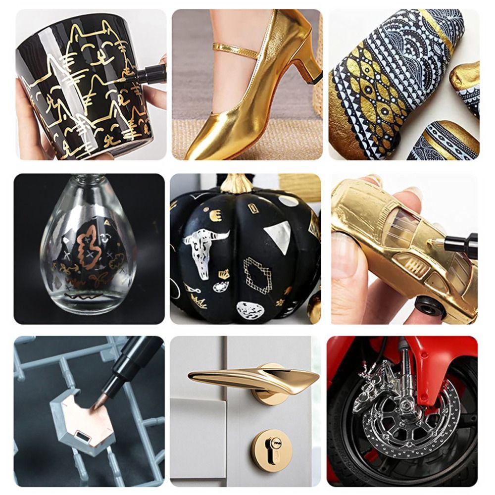 Bolígrafo metálico para esmalte de uñas, rotulador de esmalte de uñas plateado, cromado, oro rosa, marcador de espejo de alto brillo, accesorios de Arte de uñas