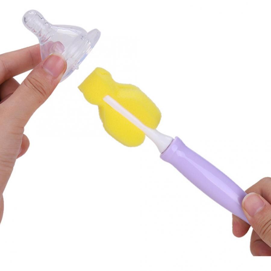 2Pcs/Set Baby Bottle Brushes 360 Degrees Baby Milk Bottle Washing Cleaning Sponge Brush Tool Kit Feeding Bottle Sponge Brushes