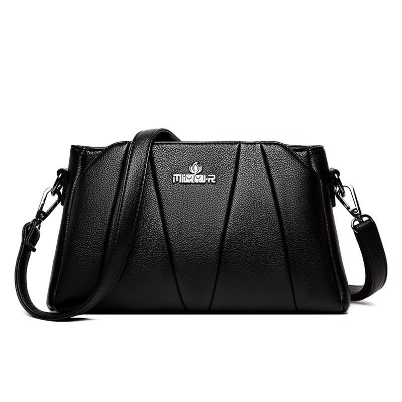 Oude Tang Grote Capaciteit Luxe Effen Kleur Schouder Messenger Tassen Voor Vrouwen Casual Crossbody Elegante Handtas: Black