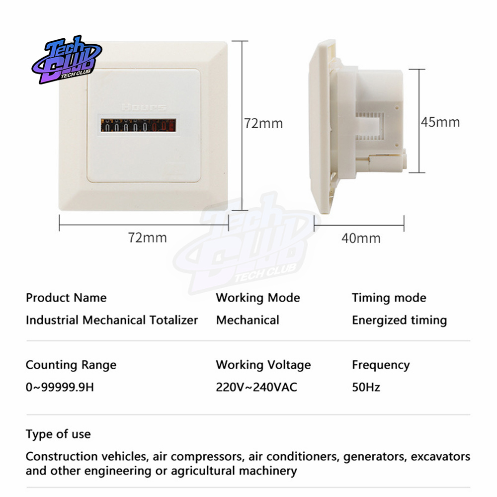 AC220-240V HM-1 0-99999,9 Stunden-Timer-Funktion Elektronischer hermetischer Zähler Digitales Messgerät 0,3 W 50 Hz für Elektriker-Werkzeug