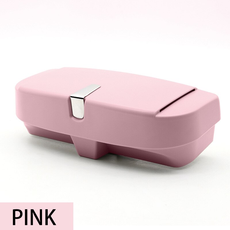 Universell bilvisir solbrilleveske enhånds enkelt trykk solbrilleholder med kortspor: Rosa