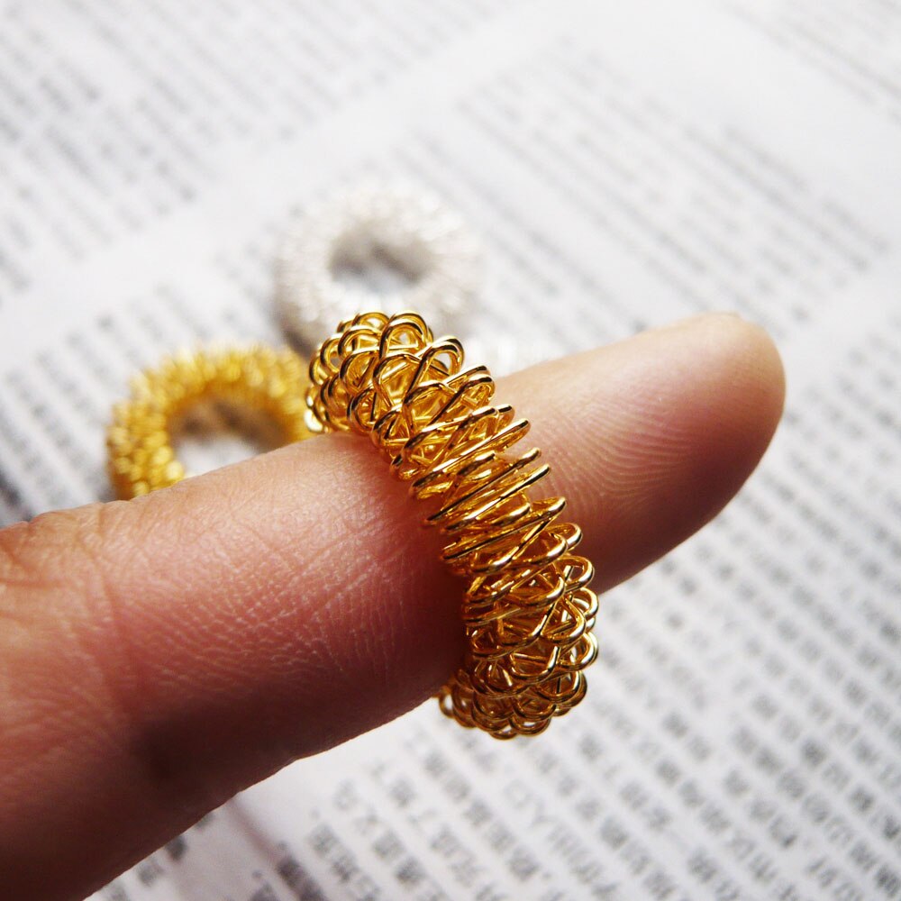 Spring Spiky Fidget Ring Austim Anxiety Hand Sensory Toy Antistress: Gold