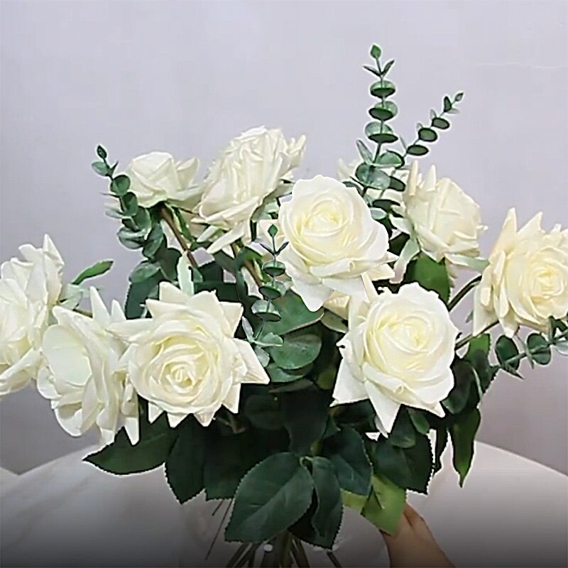 1 Piece Simulation Eucalipto Single Artificial Eucalyptus Leaf Artificial Plants For Wedding Shooting Prop Home Decoration