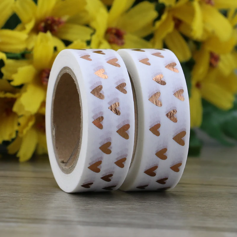 1PC 15mm * 10m Herz Folie Washi Tape Japanischen Kawaii Scrapbooking Werkzeuge Masking Tape Weihnachten Fotoalbum diy Dekorative Bänder