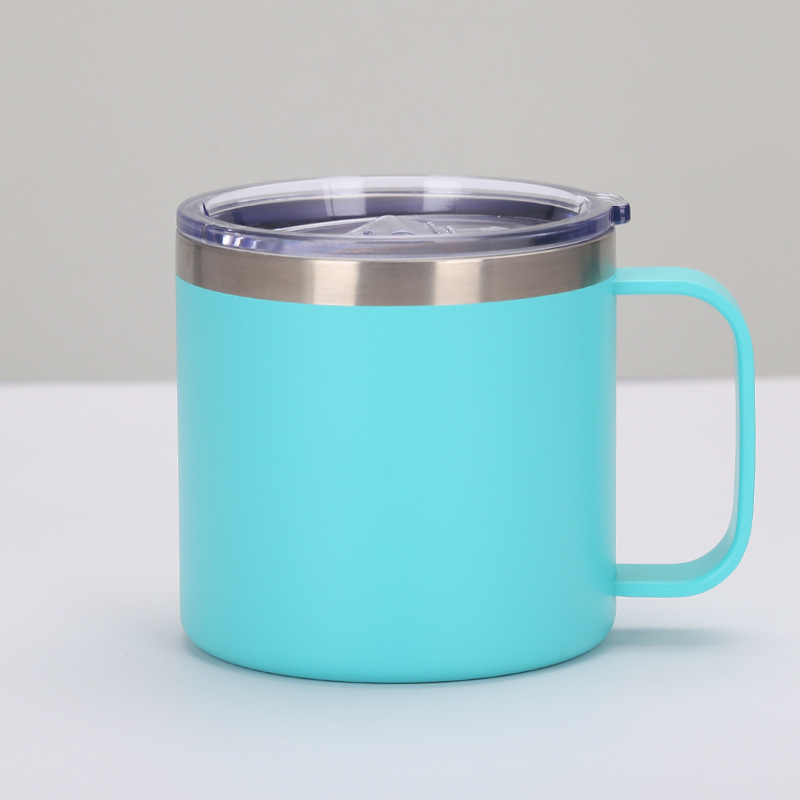 Vaso de Leche de acero inoxidable de 14oz, tazas de doble pared con aislamiento al vacío, vaso de vino de Metal con asas y tapas, taza de café deportiva: X3