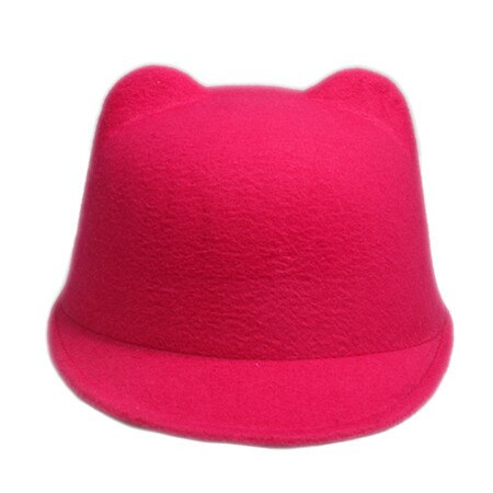 100%  uldpiger fedora hat vinter sorte djævlehorn sød kat øre dyr derby bowler dejlig kasket til børn: Mei rød