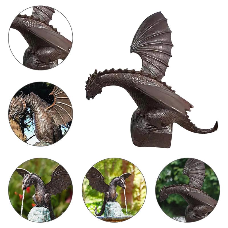 Garden Water Fountain Spray Dragon Water-Breathing Pattern Resin Fountain Statue For Garden Outdoor Decor